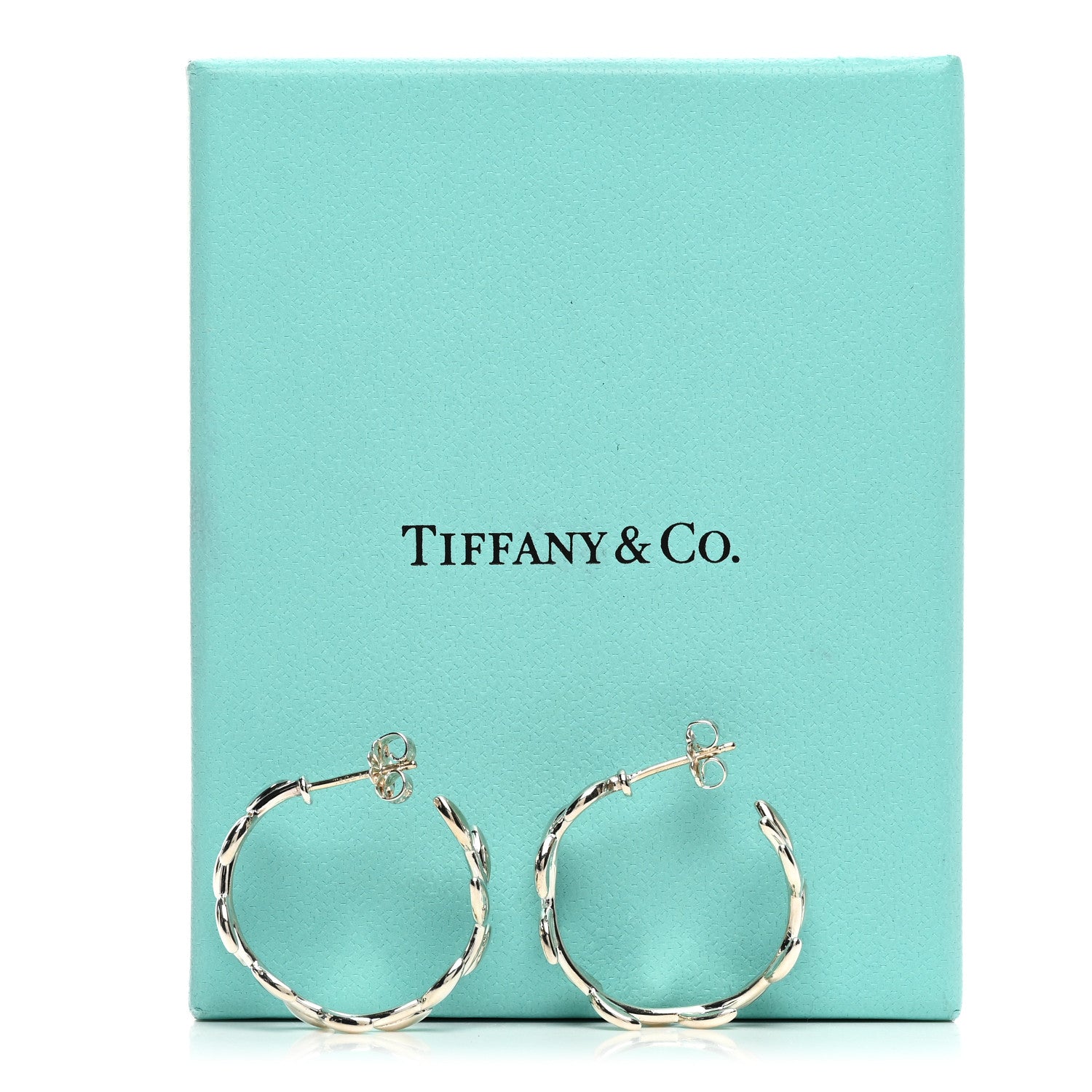 Tiffany Sterling Silver Paloma Picasso Olive Leaf Hoop Earrings 5 of 5
