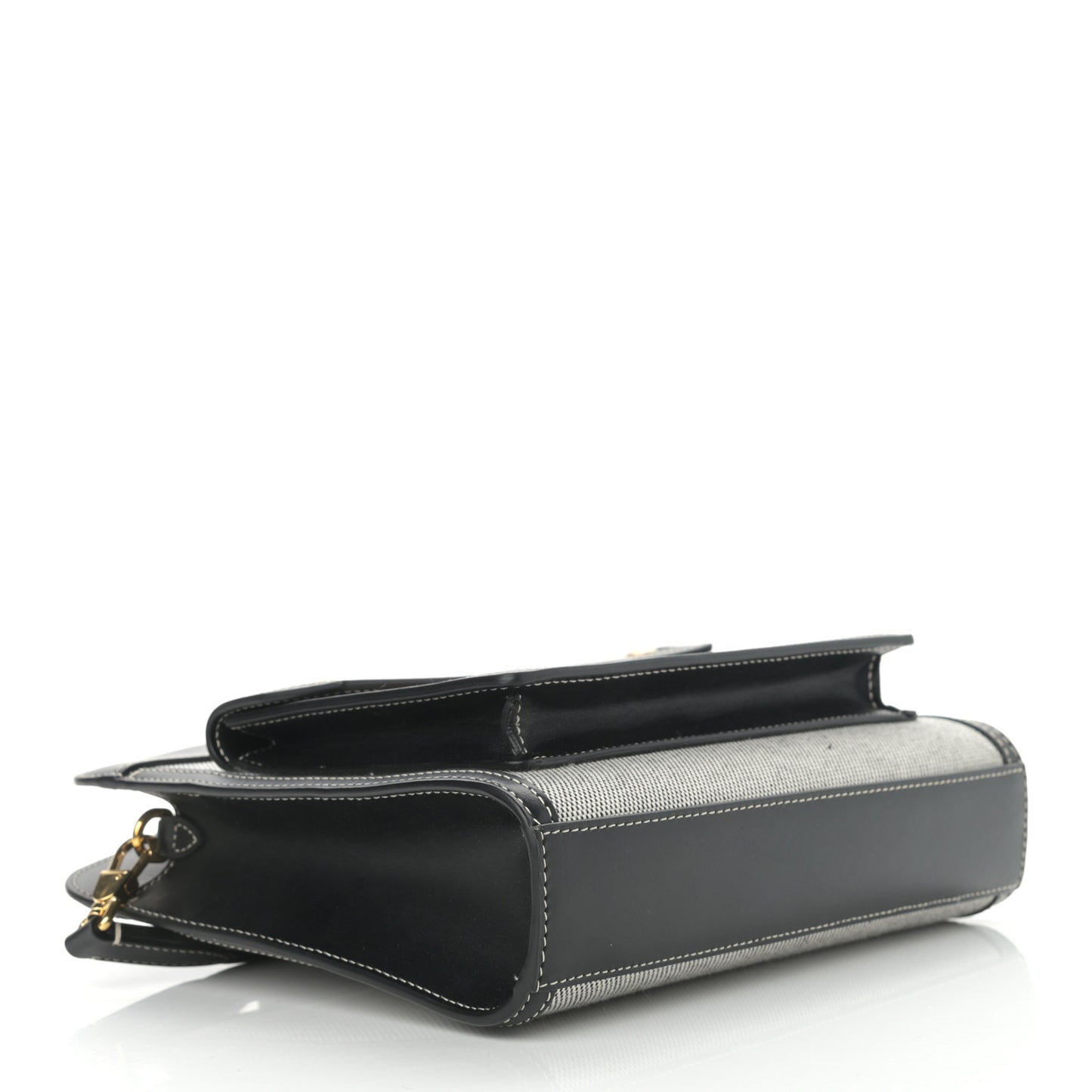 Canvas Smooth Calfskin Two Tone Mini Pocket Bag Black Fiery Red