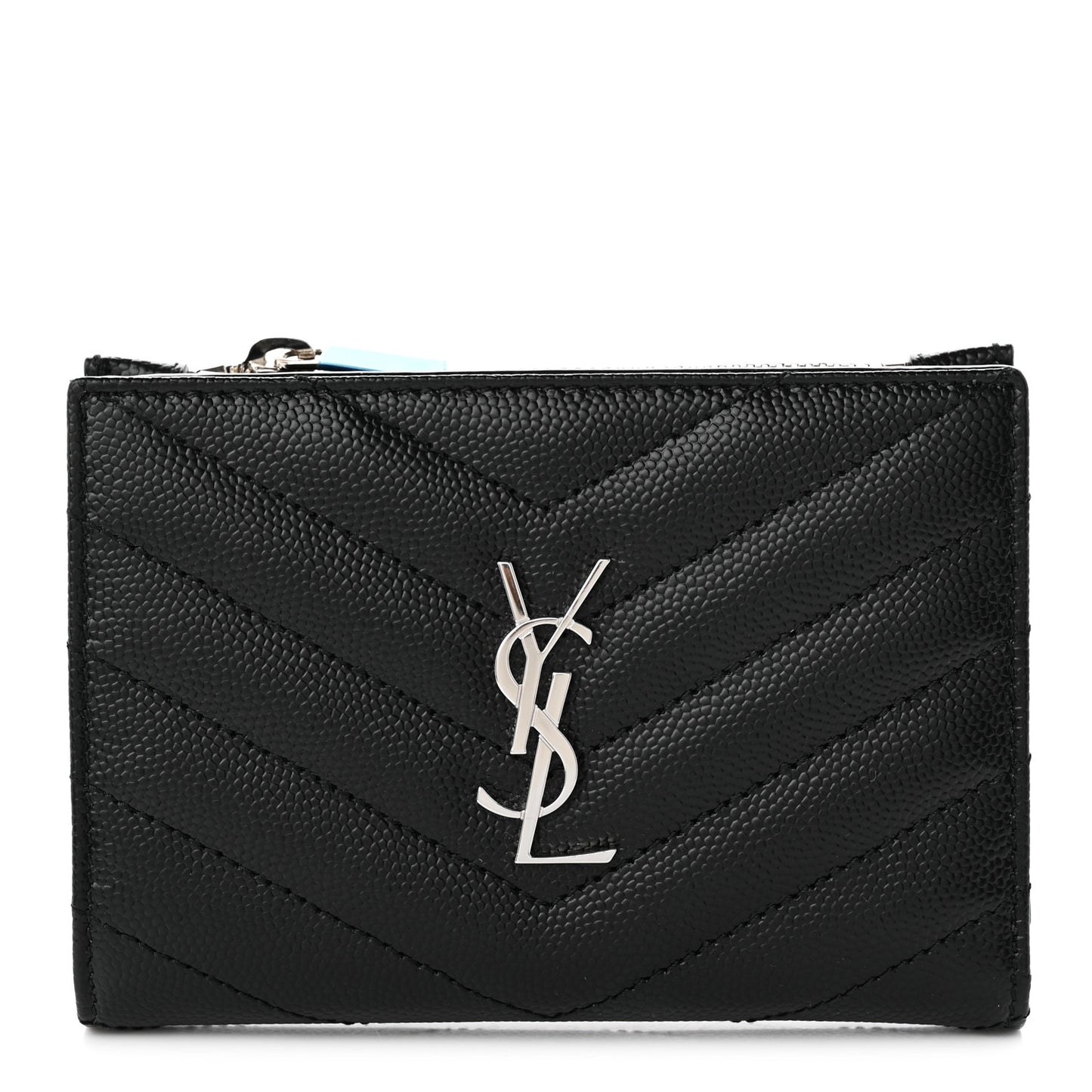 Grain De Poudre Matelasse Chevron Monogram Zipped Two-Part Wallet Black