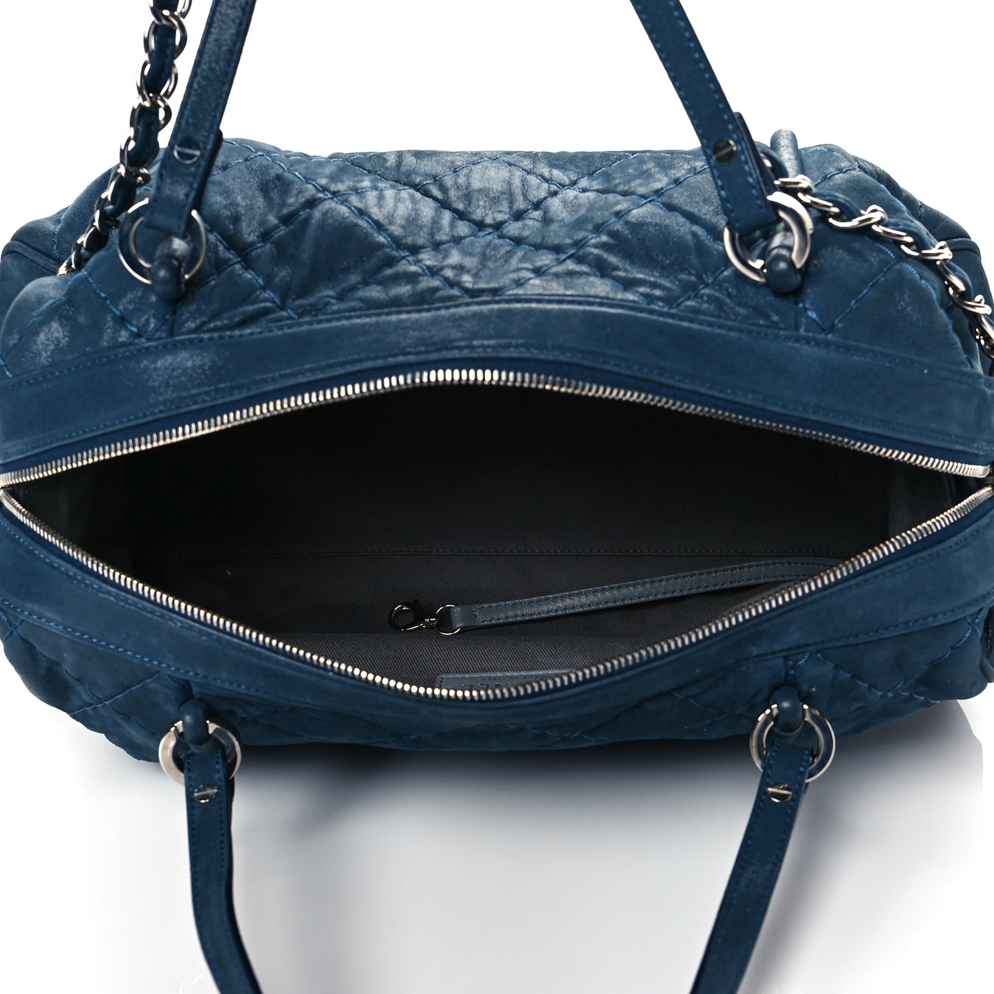 Iridescent Calfskin Quilted Relax CC Bowler Blue