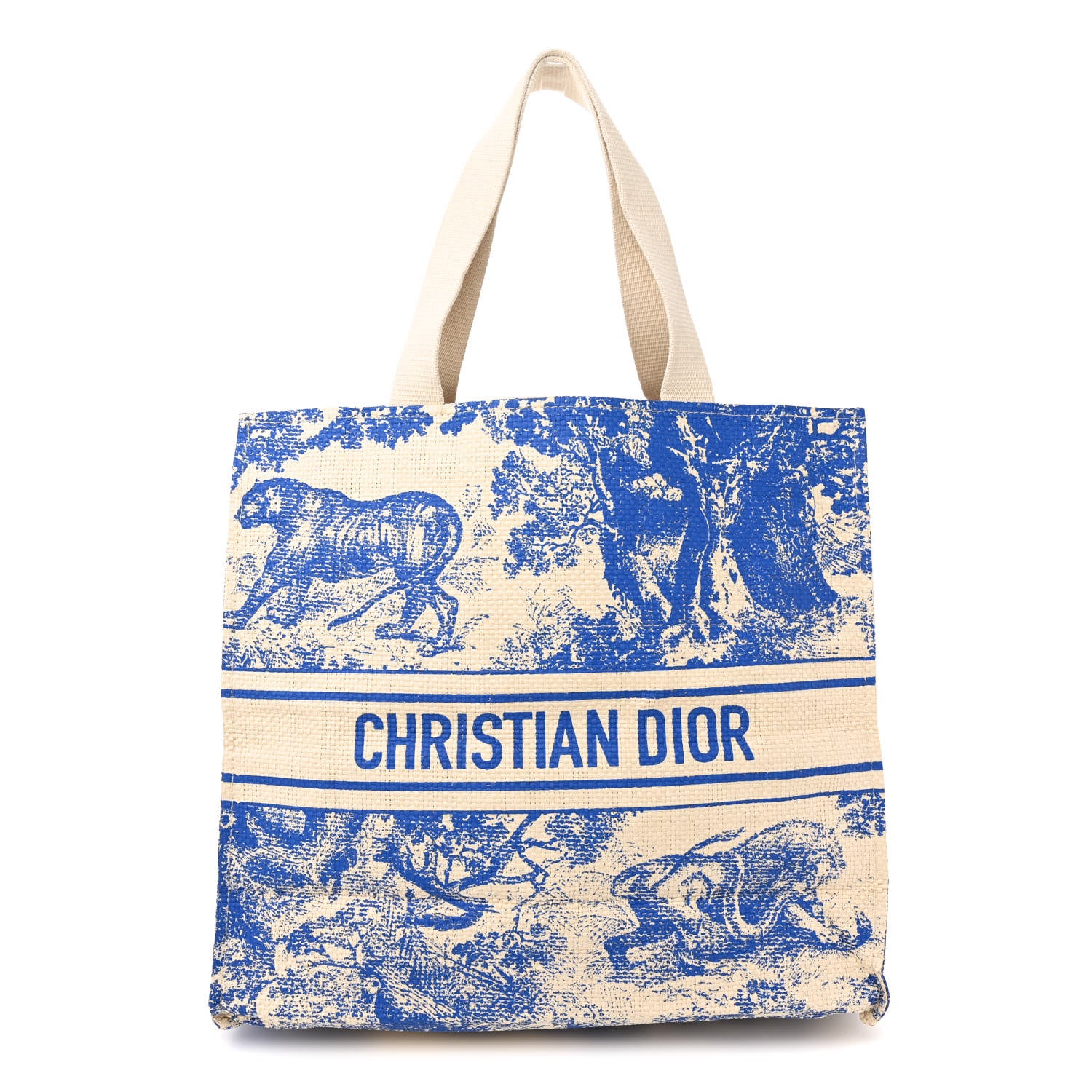Christian Dior Straw Dioriviera Tote Blue 1 of 12