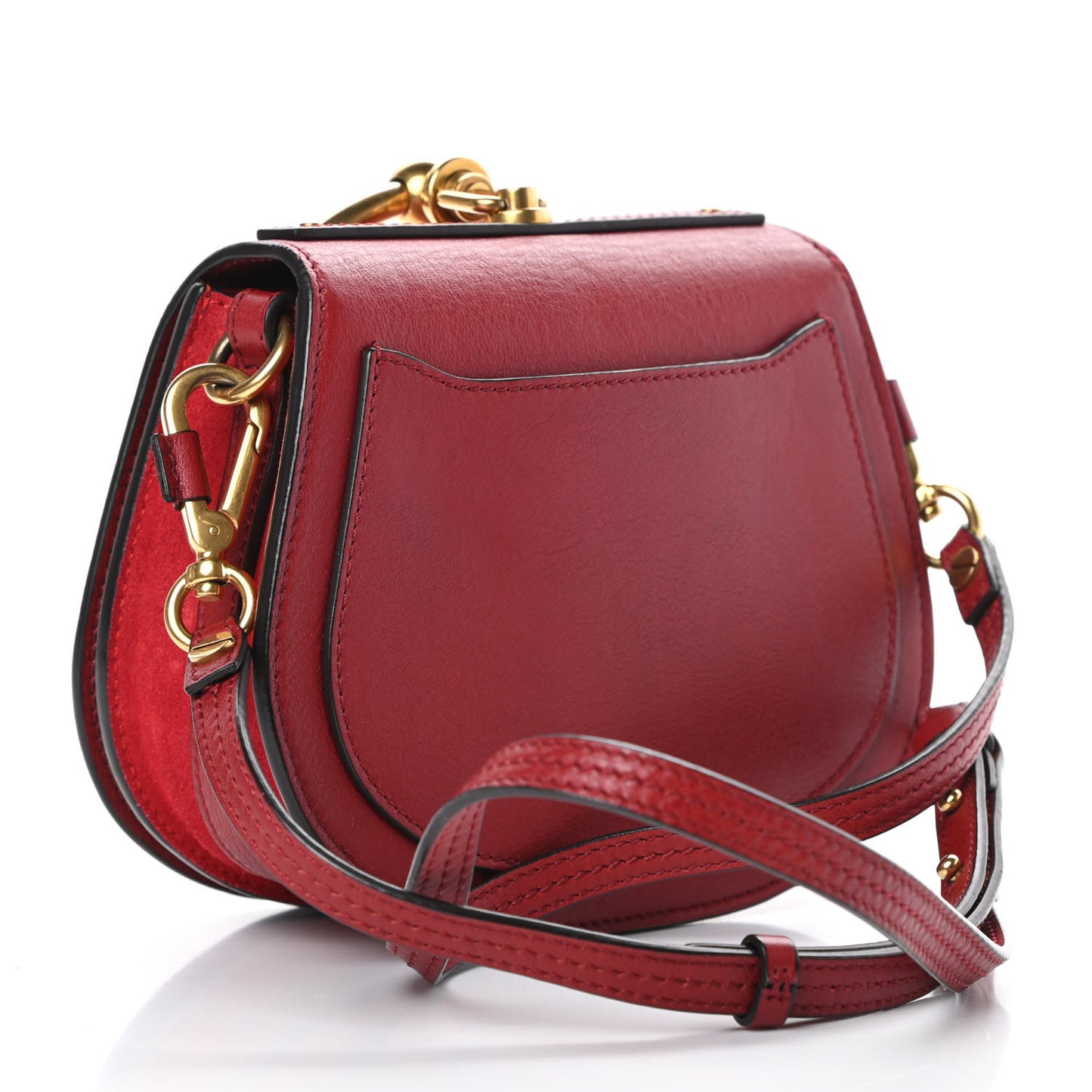 Calfskin Suede Small Nile Bracelet Bag Intense Red