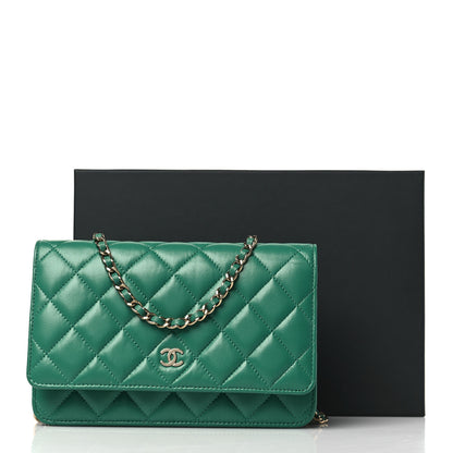Chanel Lambskin Quilted Wallet On Chain WOC Green 11 of 11