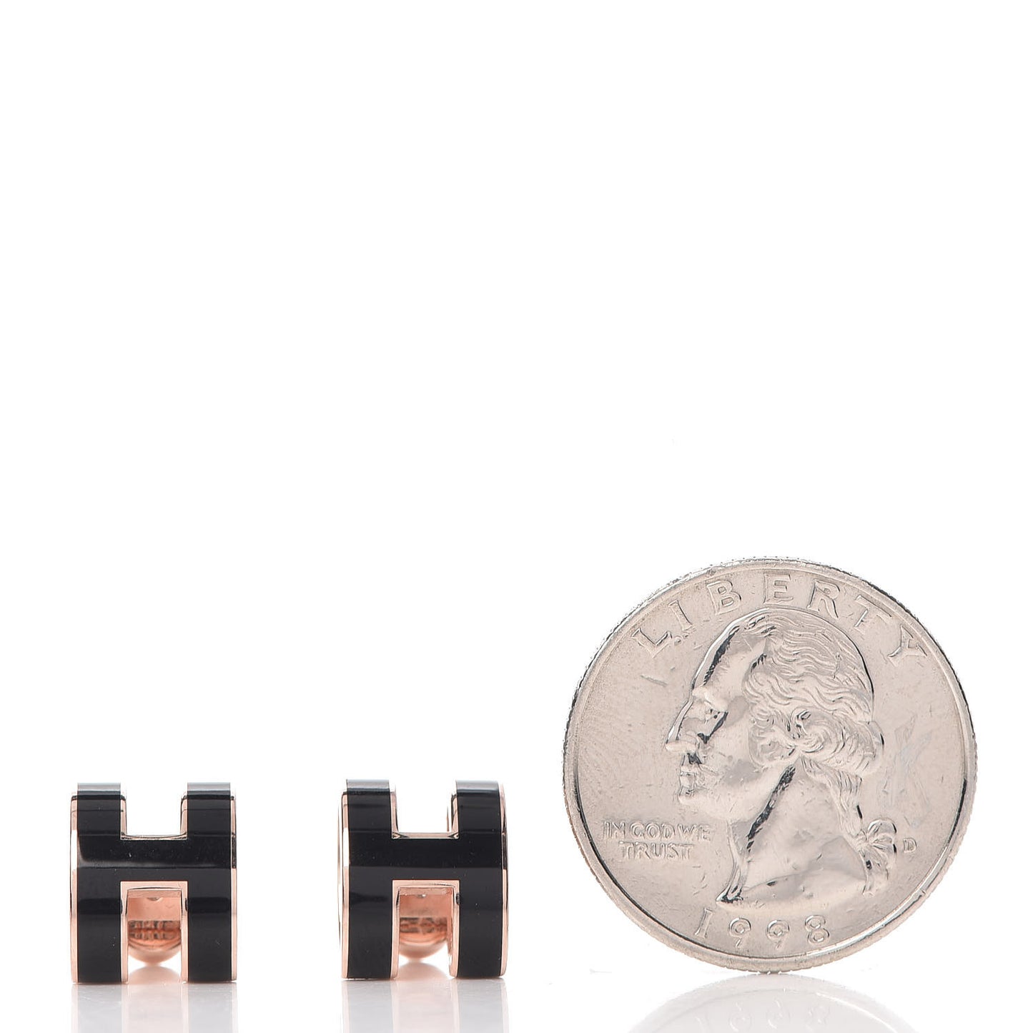 Rose Gold Lacquered Pop H Earrings Black
