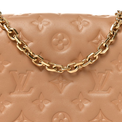 Louis Vuitton Lambskin Embossed Monogram Pochette Coussin Camel 7 of 10