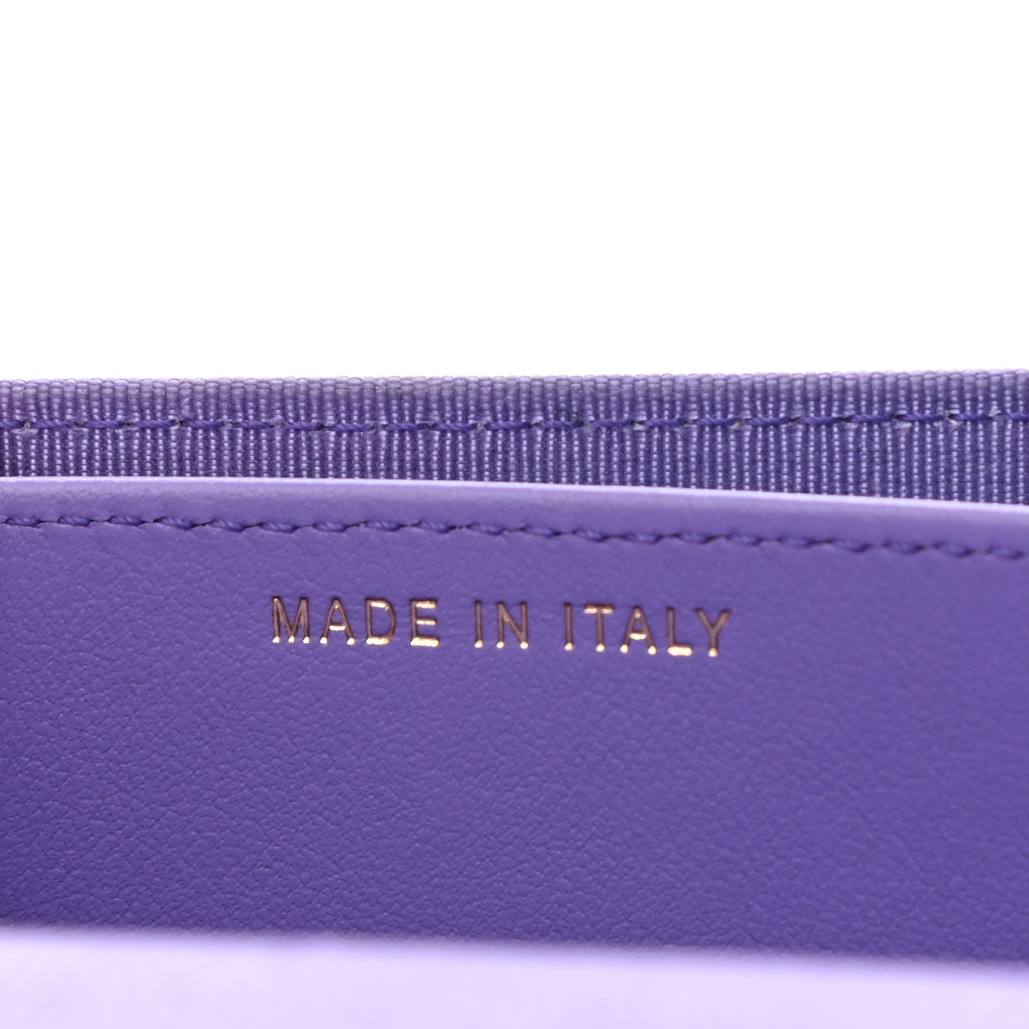 Caviar Quilted Flap Card Holder Wallet Purple