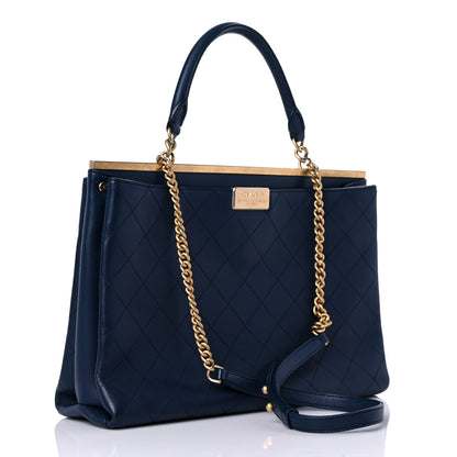 Chanel Lambskin Stitched Coco Luxe Tote Blue 2 of 15
