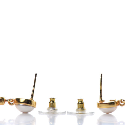 Chanel Crystal Pearl CC Perfume Bottle Drop Earrings Gold 3 of 4