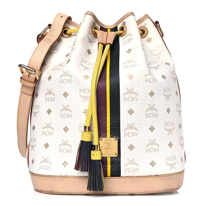 MCM Visetos Drawstring Bucket Bag White 1 of 15