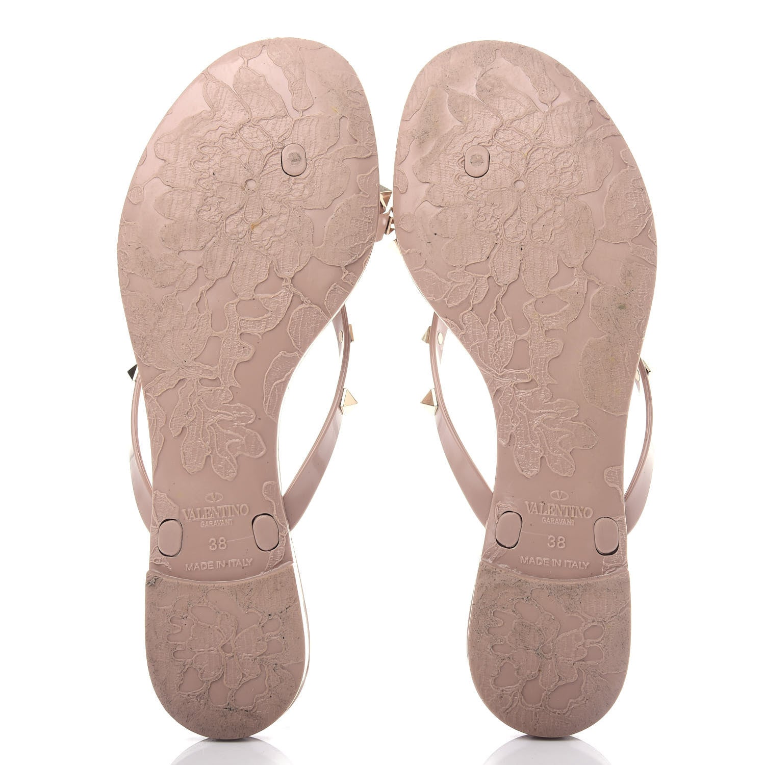 Valentino Garavani PVC Jelly Rockstud Bow Thong Sandals 38 Poudre 6 of 9