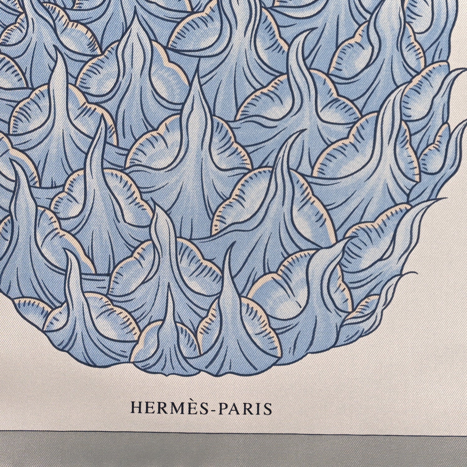 Hermes Silk Index Bromeliaceae Scarf 90 Gris Argent Bleu Vert Amande 2 of 3
