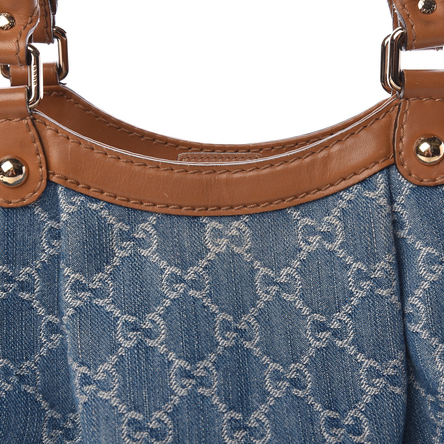 Gucci Denim Monogram Medium Sukey Tote Blue 18 of 20