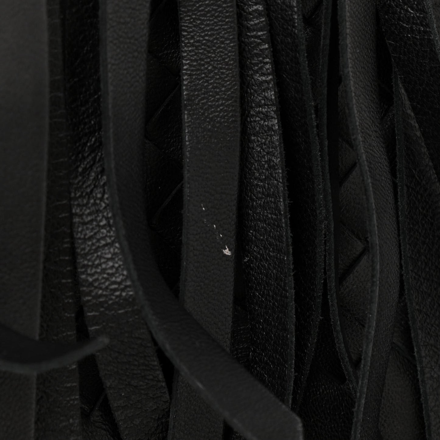 Nappa Fringe Woven Handle Tote Black