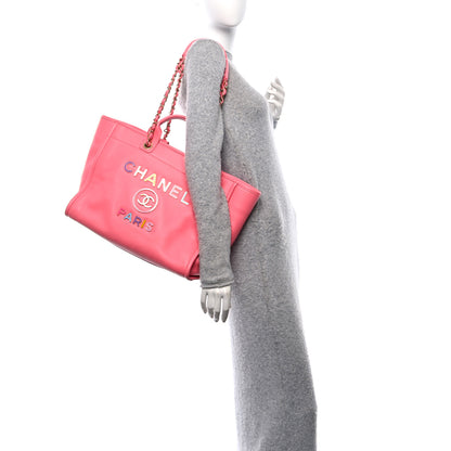 Chanel Calfskin Medium Deauville Tote Coral Pink 2 of 11