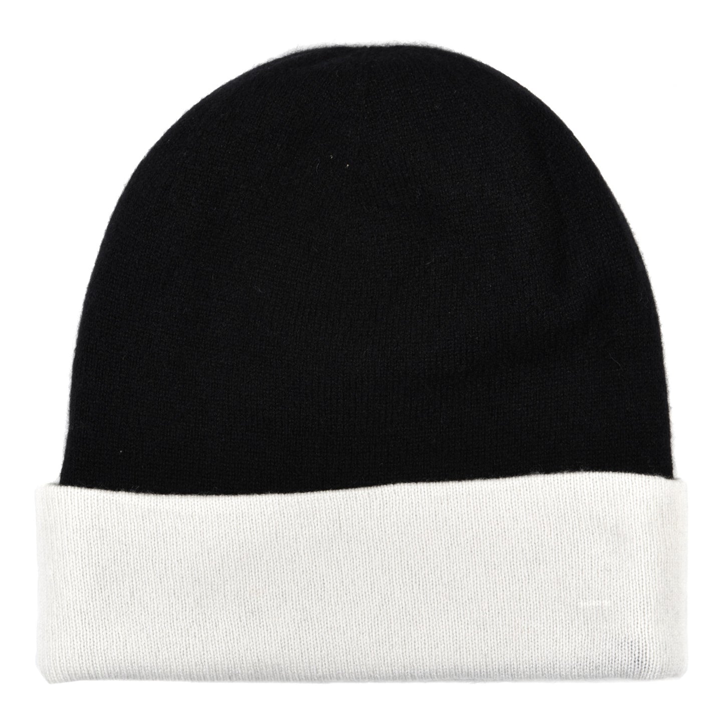 Cashmere Quilted CC Beanie Hat White Black