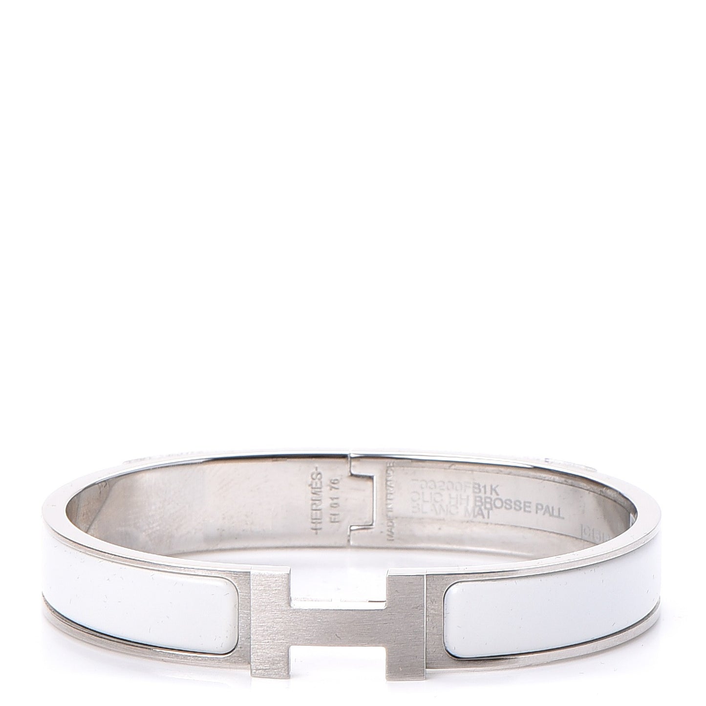 Matte Enamel Narrow Clic Clac HH Bracelet GM White