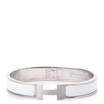 Hermes Matte Enamel Narrow Clic Clac HH Bracelet GM White 1 of 5