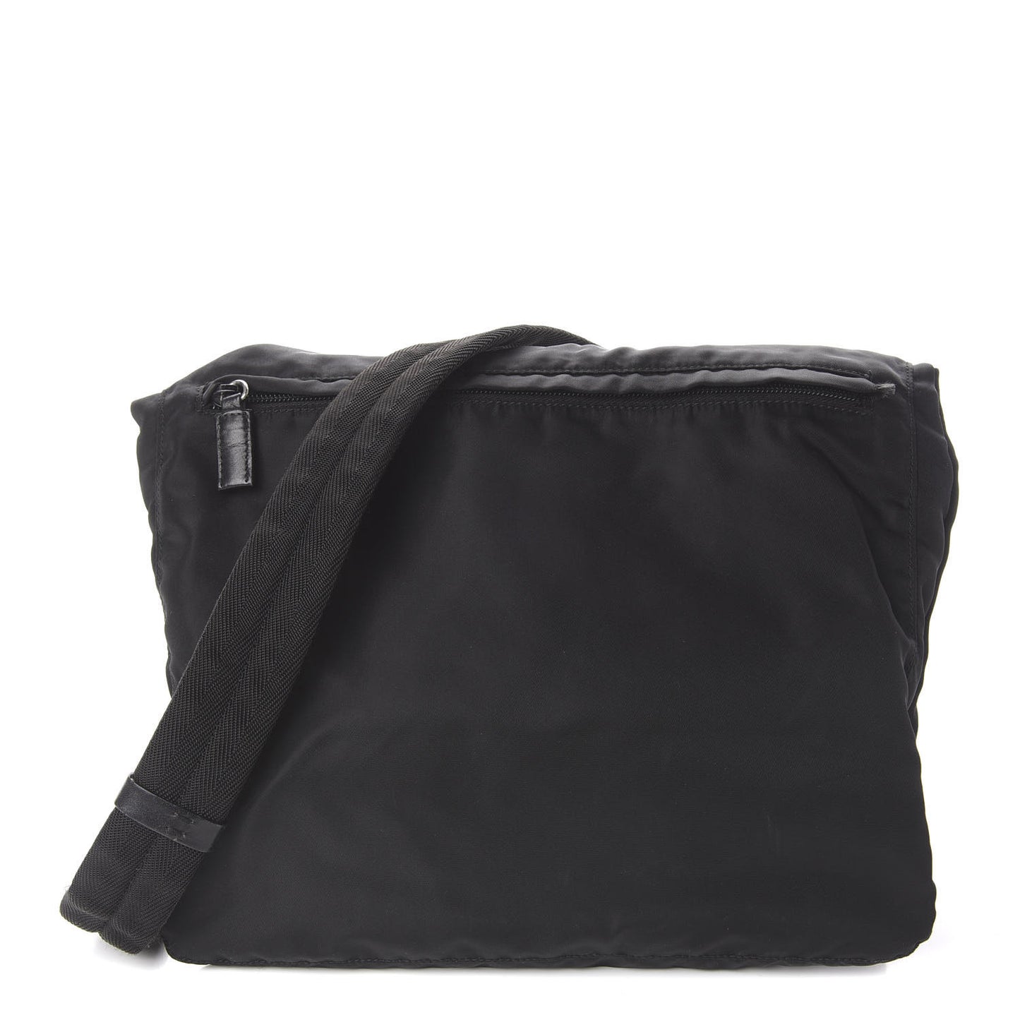 Nylon Flat Messenger Bag Black