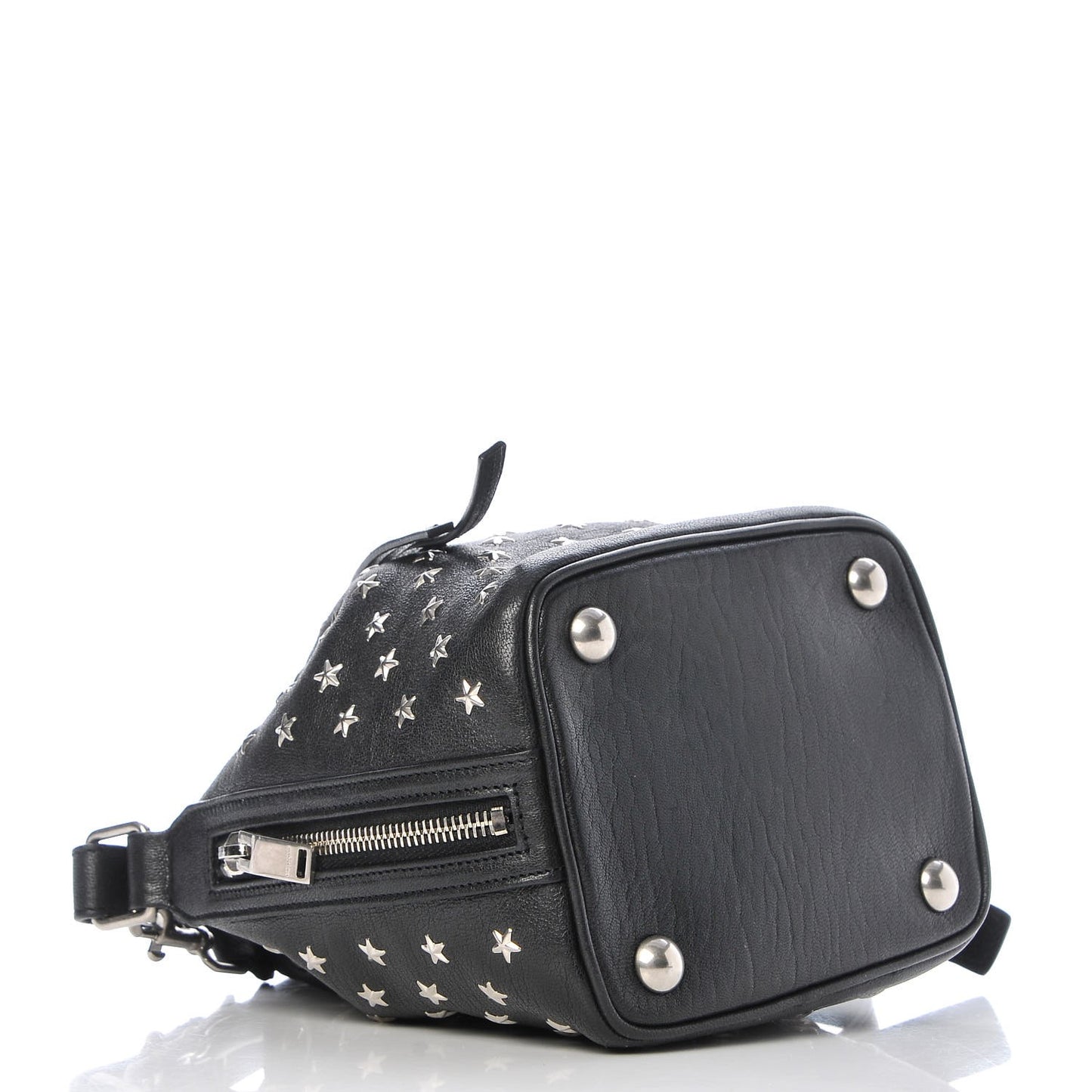 Calfskin Star Studded Small Emmanuelle Bucket Bag Black