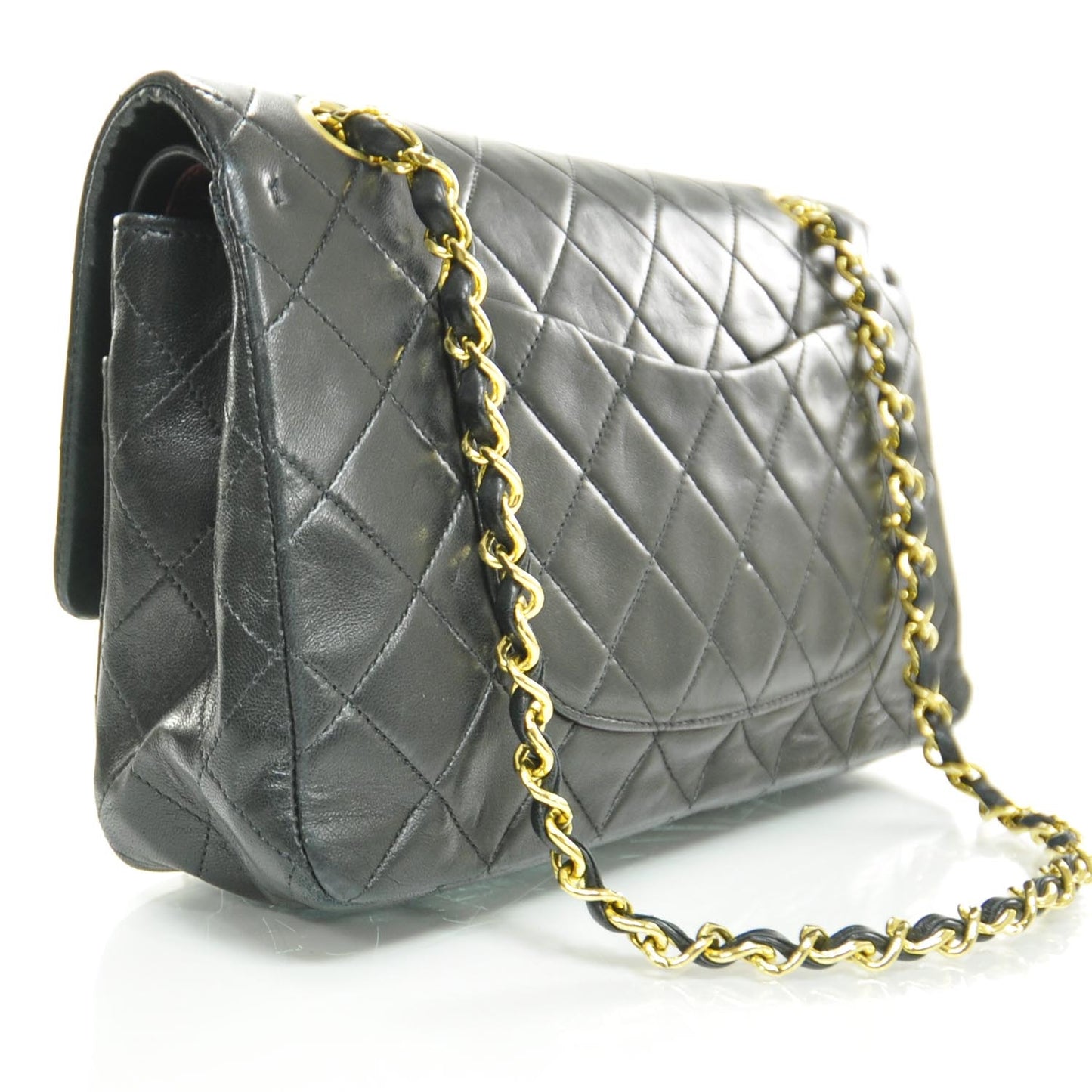 Lambskin Medium Double Flap Black