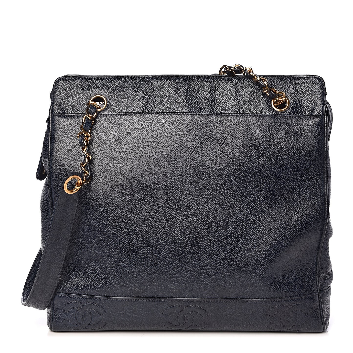 Caviar CC Shoulder Bag Navy Blue