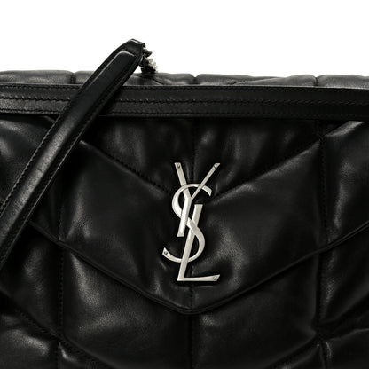 Saint Laurent Lambskin Quilted Medium Loulou Puffer Monogram Chain Satchel Black 9 of 11
