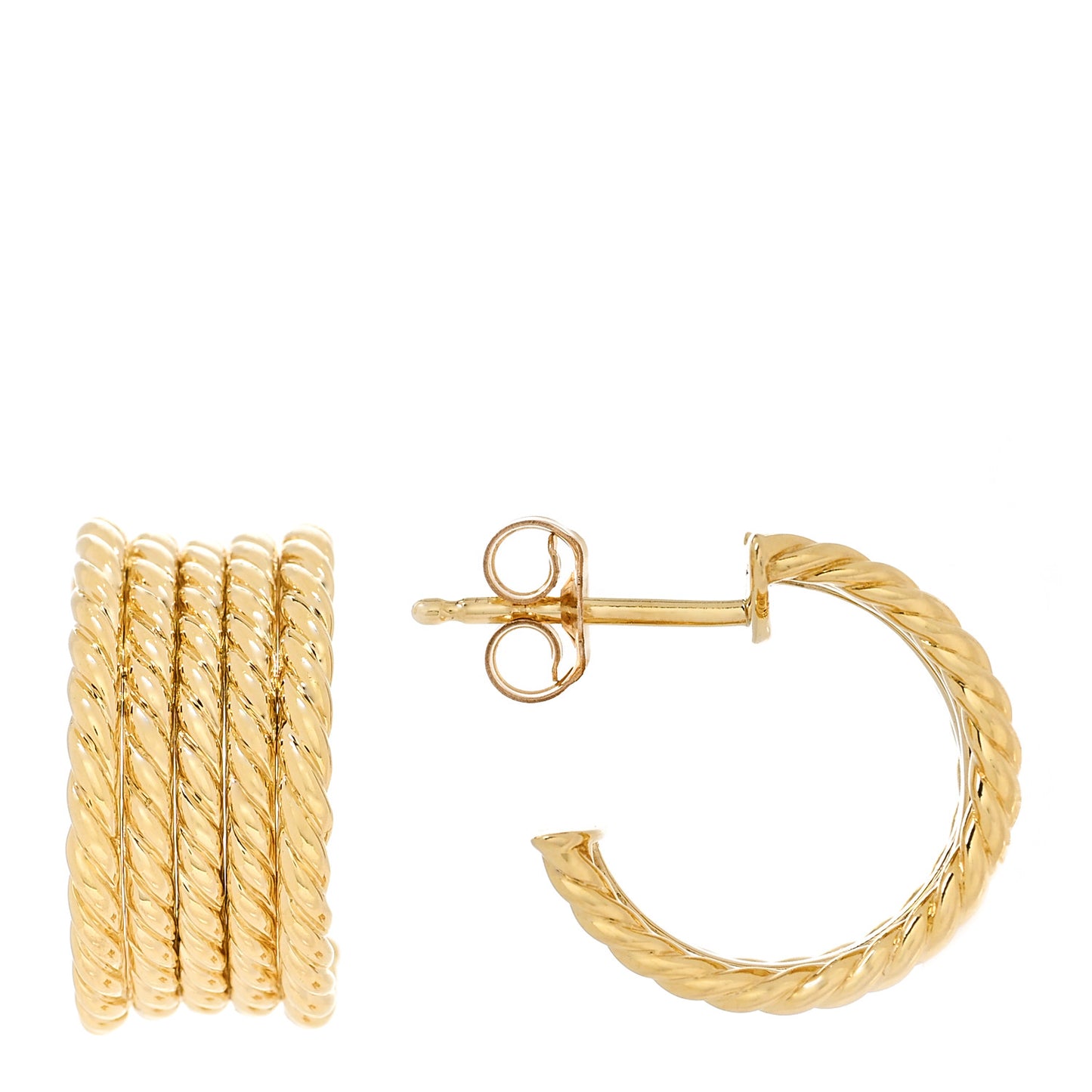 18K Yellow Gold Cable Wide Hoop Earrings