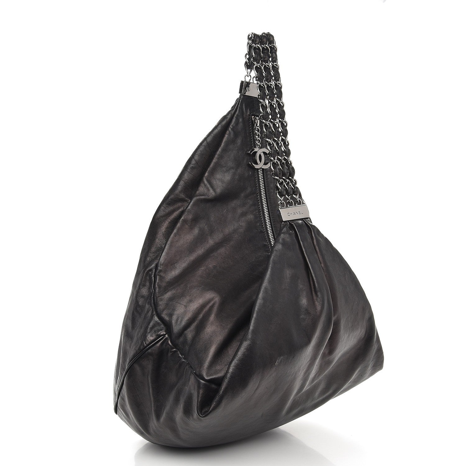 Chanel Lambskin Large Rock and Chain Hobo Black 4 of 14