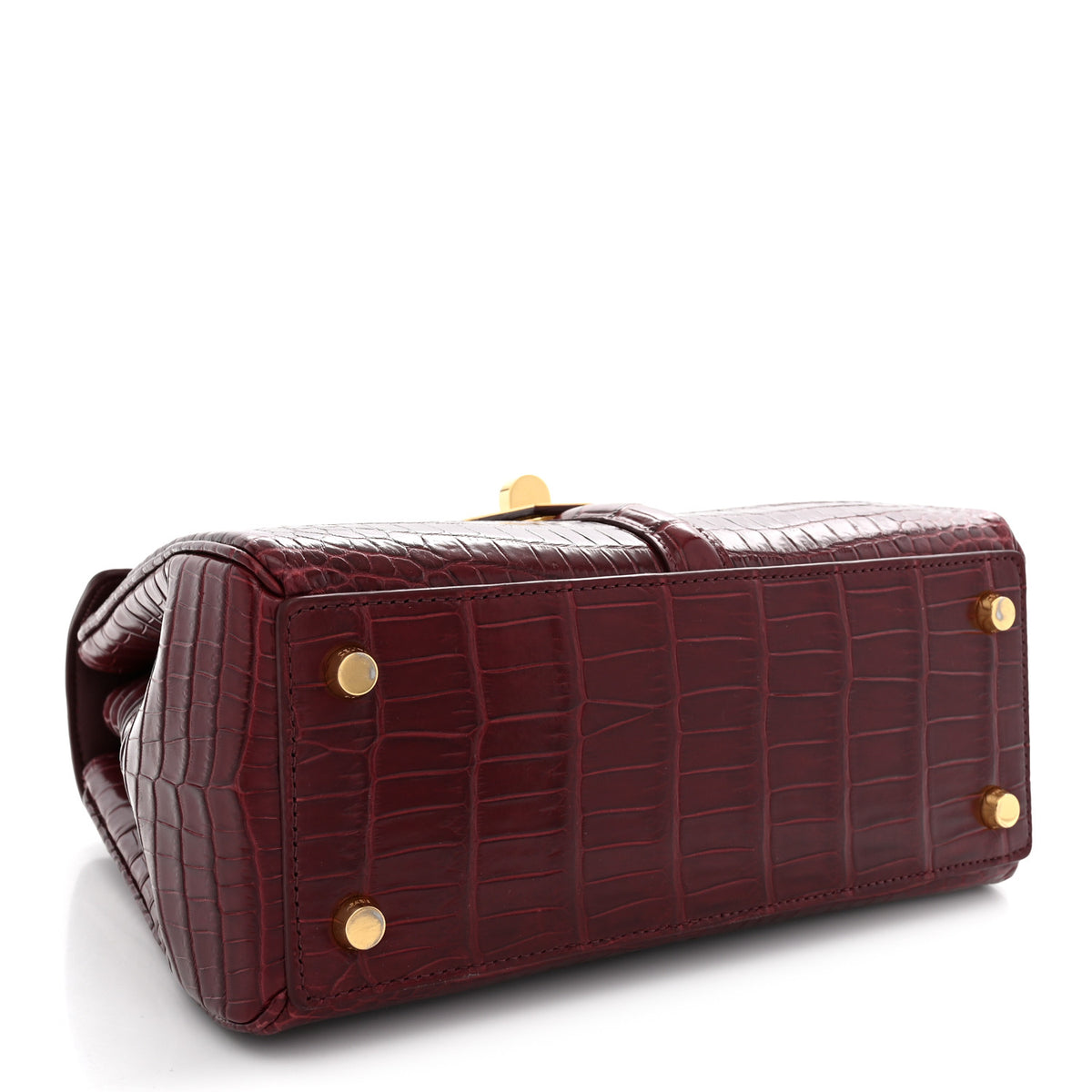 Crocodile Small 16 Top Handle Bag Light Burgundy
