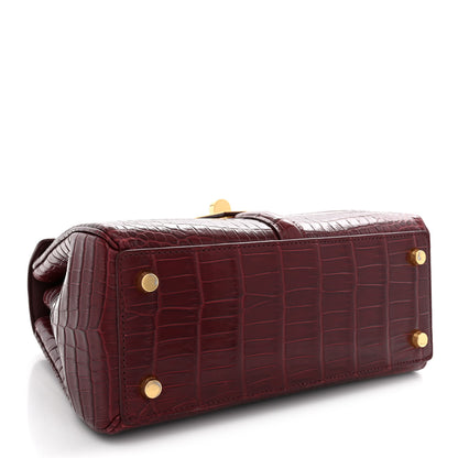 Celine Crocodile Small 16 Top Handle Bag Light Burgundy 4 of 12