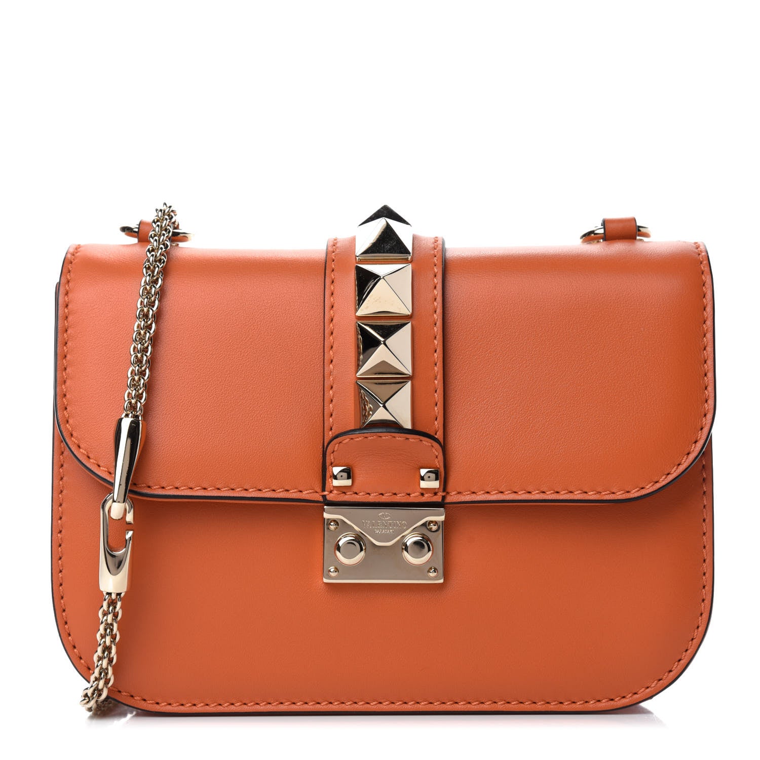 Valentino Garavani Vitello Small Glam Lock Rockstud Flap Orange 1 of 9