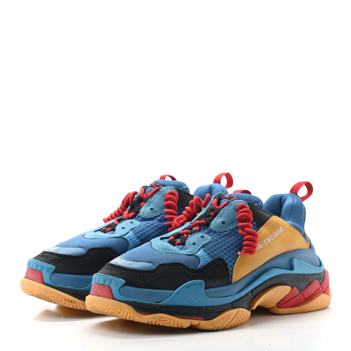 Fabric Mesh Nappa Mens Triple S Sneakers 42 Bleu Orange