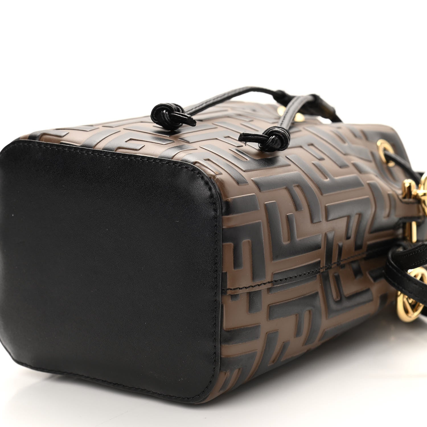 Fendi Vitello Liberty F is Fendi Bi-Color FF 1974 Embossed Mini Mon Tresor Bucket Bag Maya Black 10 of 10