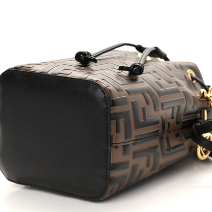 Fendi Vitello Liberty F is Fendi Bi-Color FF 1974 Embossed Mini Mon Tresor Bucket Bag Maya Black 10 of 10