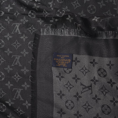 Louis Vuitton Silk Lurex Wool Monogram Shine Shawl Black 3 of 3