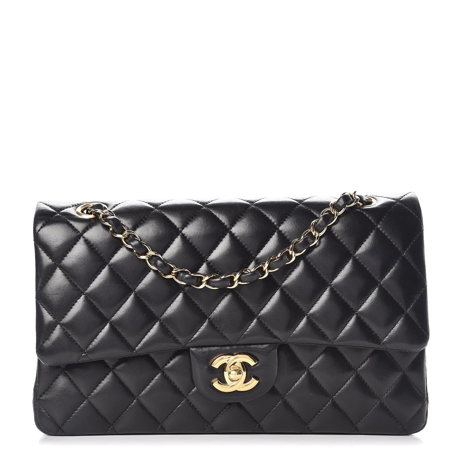 Chanel Lambskin Quilted Medium Double Flap Black 1 of 15