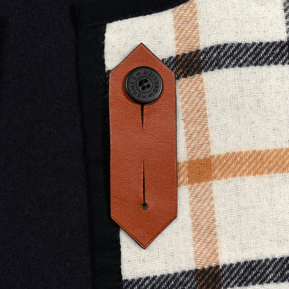 Hermes Wool Cashmere Sikkim Calfskin Reversible Camail Poncho Navy Camail 3 of 5
