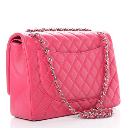 Chanel Lambskin Quilted Jumbo Double Flap Dark Pink 4 of 16