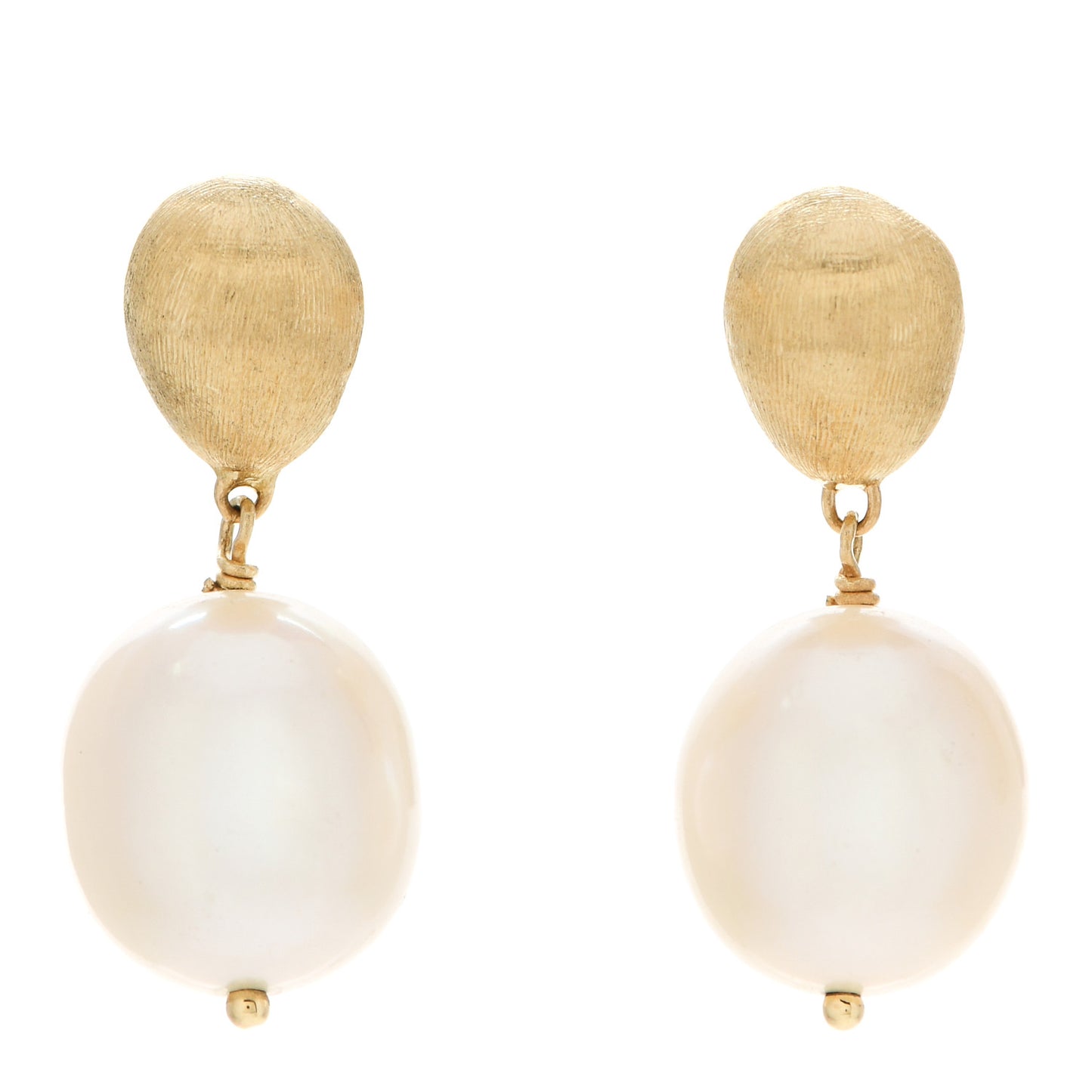 18K Yellow Gold Pearl Africa Drop Earrings