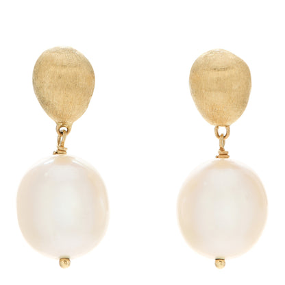 Marco Bicego 18K Yellow Gold Pearl Africa Drop Earrings 1 of 5