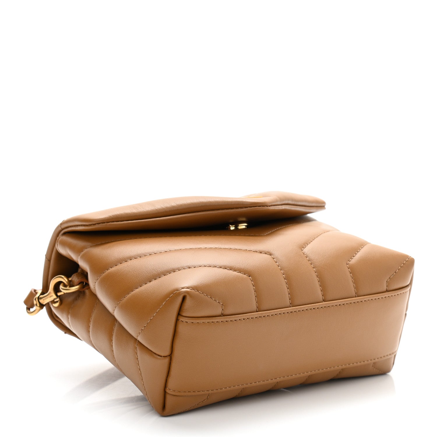 Saint Laurent Calfskin Y Quilted Monogram Toy Loulou Crossbody Bag Dark Natural 4 of 11