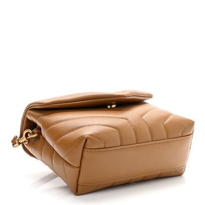 Saint Laurent Calfskin Y Quilted Monogram Toy Loulou Crossbody Bag Dark Natural 4 of 11