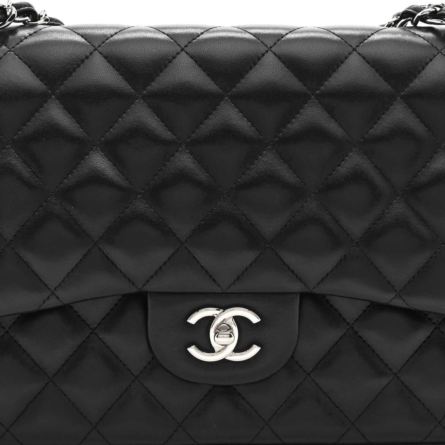 Chanel Lambskin Quilted Jumbo Double Flap Black 8 of 10