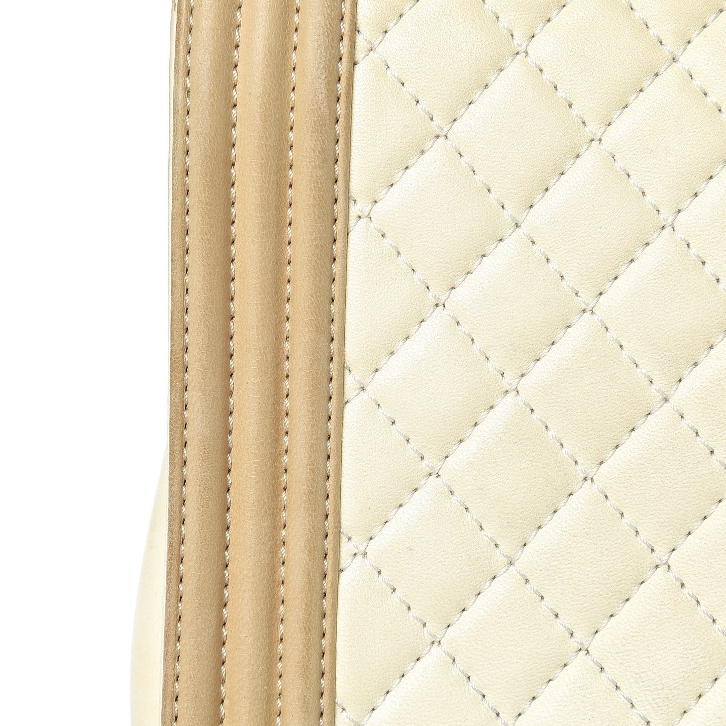 Lambskin Quilted Large Boy Flap Light Beige Dark Beige