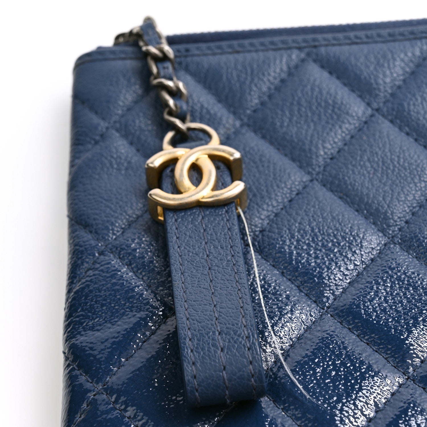 Chanel Patent Goatskin Quilted Medium Gabrielle Cosmetic Case Dark Blue 8 of 9