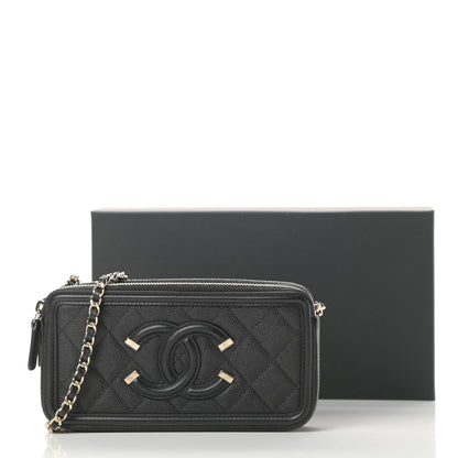 Chanel Caviar Quilted CC Filigree Clutch With Chain Black 14 of 15