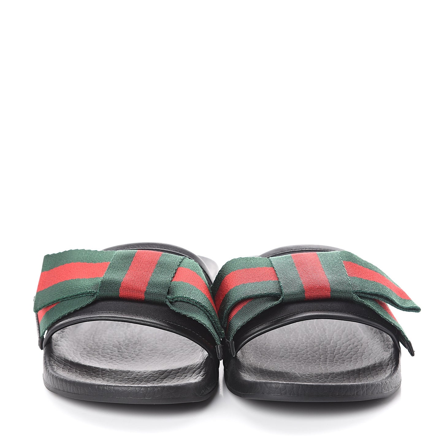 Satin Web Bow Slide Sandals 37 Black
