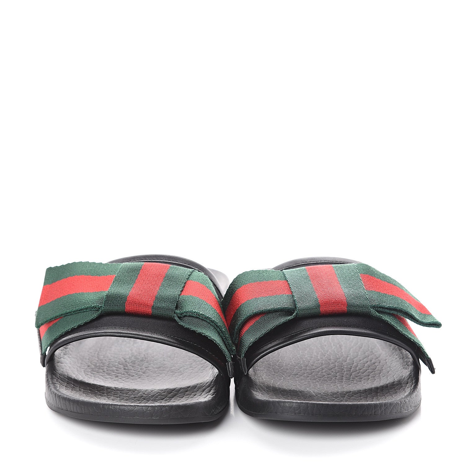 Gucci Satin Web Bow Slide Sandals 37 Black 2 of 6