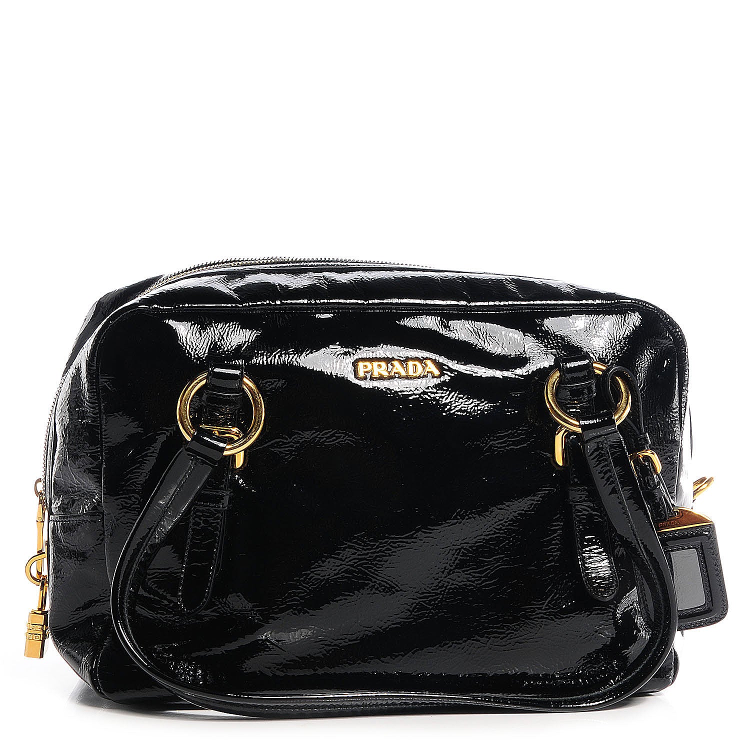 Prada Vernice Zippers Shoulder Bag Black 1 of 9