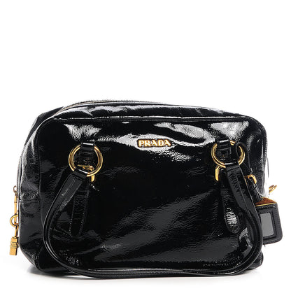 Prada Vernice Zippers Shoulder Bag Black 1 of 9